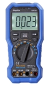 Multimeter, digital med spændingsdetektor, termometer og LED-belysning.