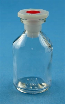Flaske glas m/NS plastprop 100ml